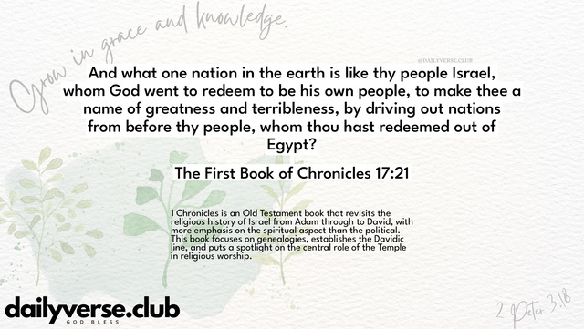Bible Verse Wallpaper 17:21 from The First Book of Chronicles