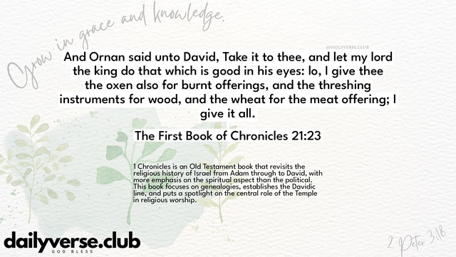 Bible Verse Wallpaper 21:23 from The First Book of Chronicles