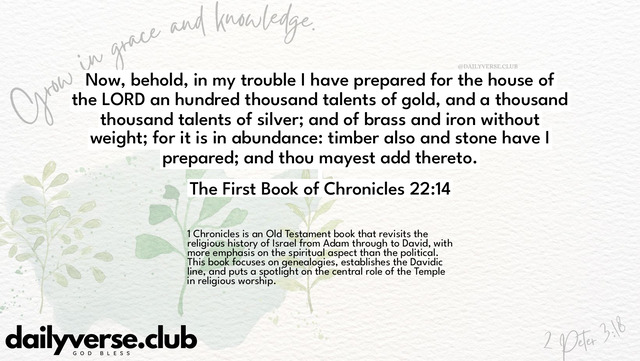 Bible Verse Wallpaper 22:14 from The First Book of Chronicles