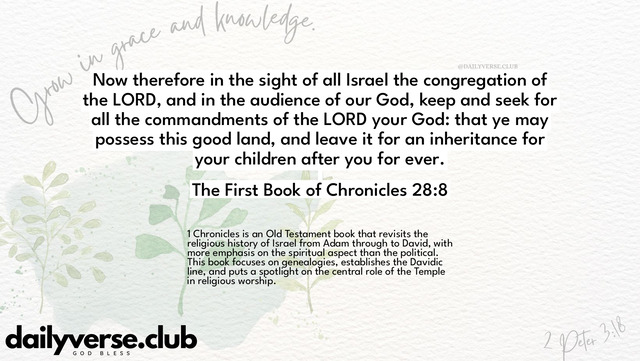 Bible Verse Wallpaper 28:8 from The First Book of Chronicles