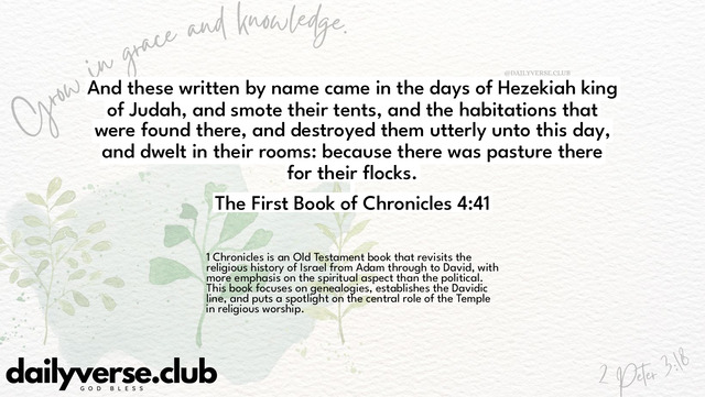 Bible Verse Wallpaper 4:41 from The First Book of Chronicles
