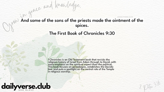 Bible Verse Wallpaper 9:30 from The First Book of Chronicles