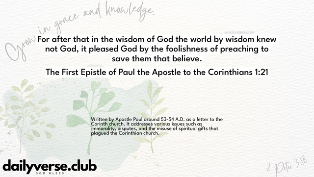 Bible Verse Wallpaper 1:21 from The First Epistle of Paul the Apostle to the Corinthians