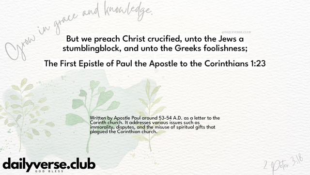 Bible Verse Wallpaper 1:23 from The First Epistle of Paul the Apostle to the Corinthians