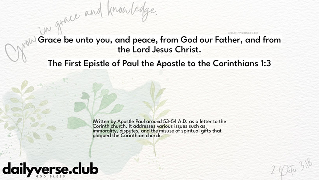 Bible Verse Wallpaper 1:3 from The First Epistle of Paul the Apostle to the Corinthians