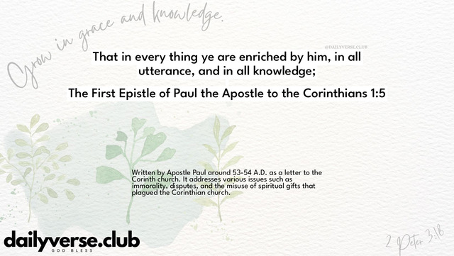 Bible Verse Wallpaper 1:5 from The First Epistle of Paul the Apostle to the Corinthians