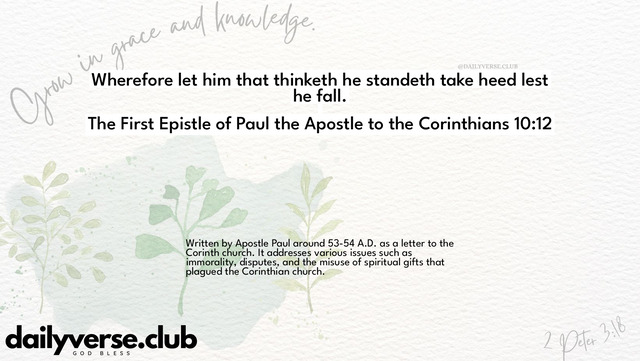 Bible Verse Wallpaper 10:12 from The First Epistle of Paul the Apostle to the Corinthians