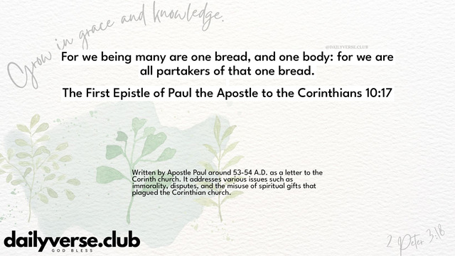 Bible Verse Wallpaper 10:17 from The First Epistle of Paul the Apostle to the Corinthians