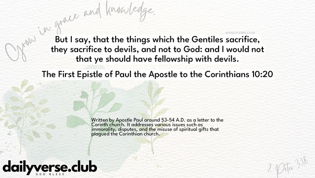 Bible Verse Wallpaper 10:20 from The First Epistle of Paul the Apostle to the Corinthians