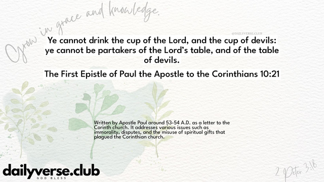 Bible Verse Wallpaper 10:21 from The First Epistle of Paul the Apostle to the Corinthians