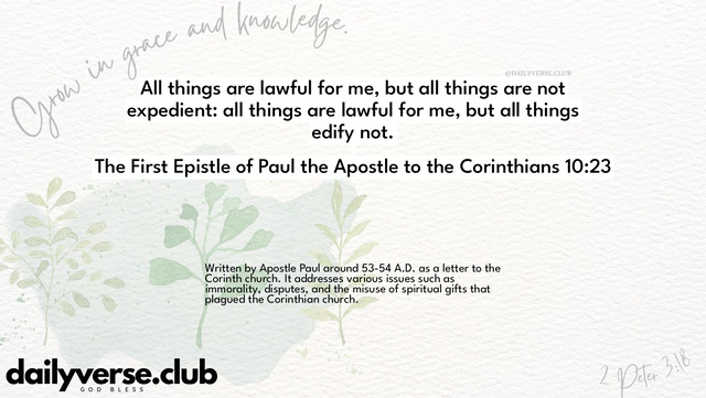Bible Verse Wallpaper 10:23 from The First Epistle of Paul the Apostle to the Corinthians