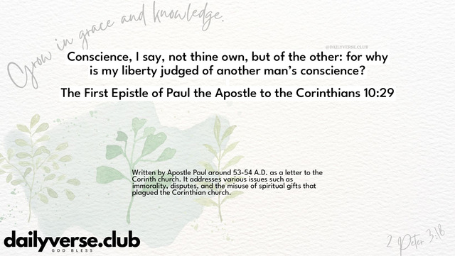 Bible Verse Wallpaper 10:29 from The First Epistle of Paul the Apostle to the Corinthians
