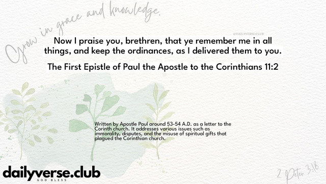 Bible Verse Wallpaper 11:2 from The First Epistle of Paul the Apostle to the Corinthians