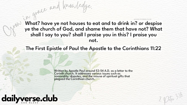 Bible Verse Wallpaper 11:22 from The First Epistle of Paul the Apostle to the Corinthians