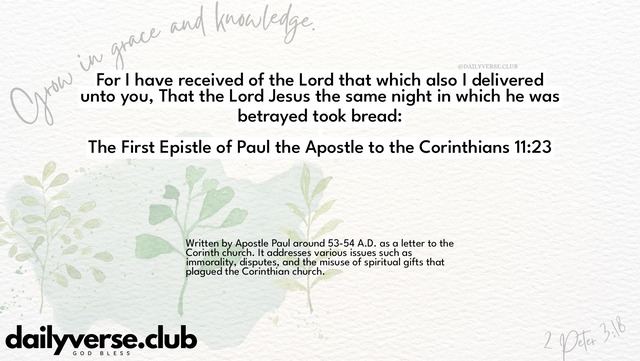 Bible Verse Wallpaper 11:23 from The First Epistle of Paul the Apostle to the Corinthians
