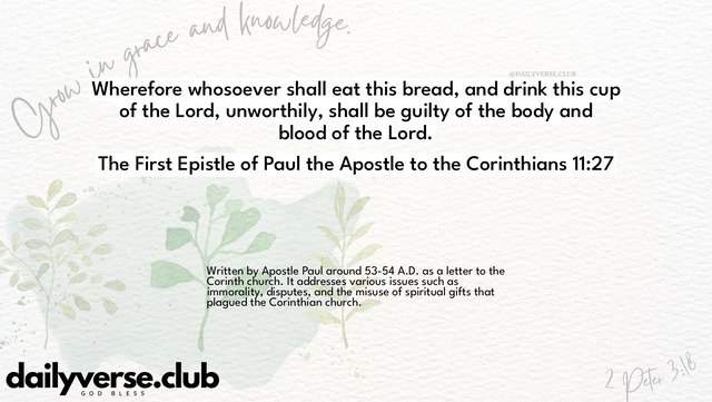 Bible Verse Wallpaper 11:27 from The First Epistle of Paul the Apostle to the Corinthians
