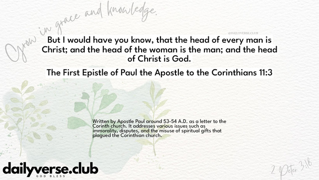 Bible Verse Wallpaper 11:3 from The First Epistle of Paul the Apostle to the Corinthians