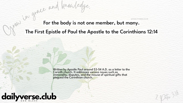 Bible Verse Wallpaper 12:14 from The First Epistle of Paul the Apostle to the Corinthians