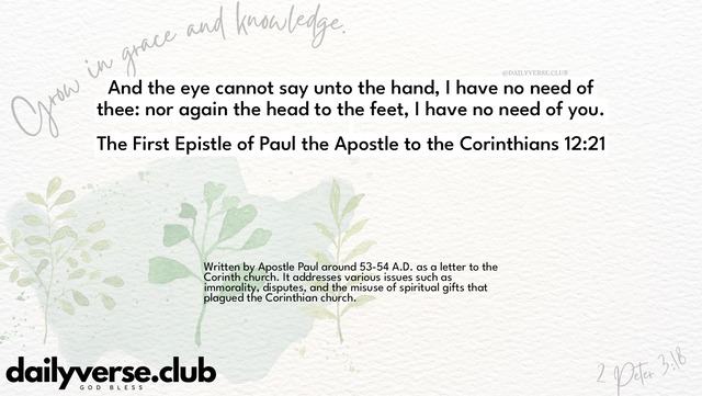 Bible Verse Wallpaper 12:21 from The First Epistle of Paul the Apostle to the Corinthians