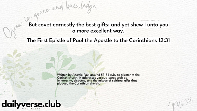 Bible Verse Wallpaper 12:31 from The First Epistle of Paul the Apostle to the Corinthians