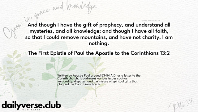 Bible Verse Wallpaper 13:2 from The First Epistle of Paul the Apostle to the Corinthians