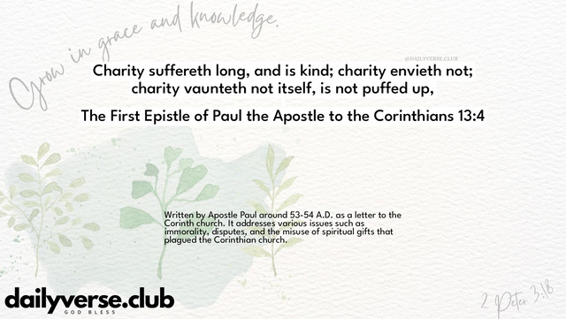 Bible Verse Wallpaper 13:4 from The First Epistle of Paul the Apostle to the Corinthians