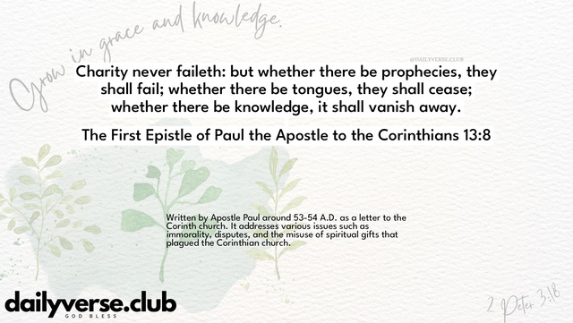 Bible Verse Wallpaper 13:8 from The First Epistle of Paul the Apostle to the Corinthians