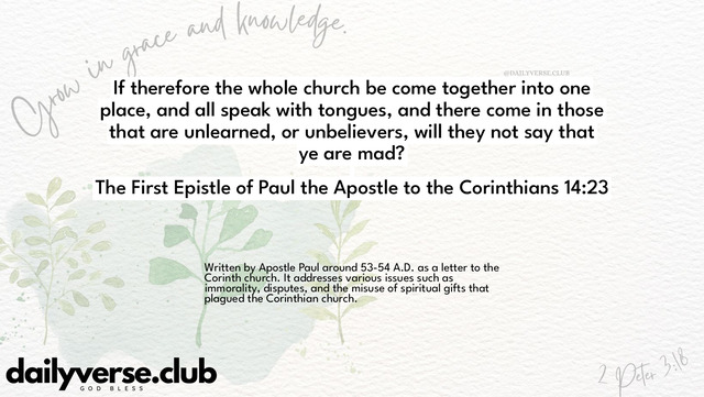 Bible Verse Wallpaper 14:23 from The First Epistle of Paul the Apostle to the Corinthians