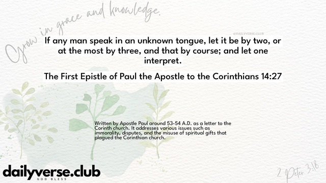 Bible Verse Wallpaper 14:27 from The First Epistle of Paul the Apostle to the Corinthians