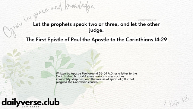 Bible Verse Wallpaper 14:29 from The First Epistle of Paul the Apostle to the Corinthians