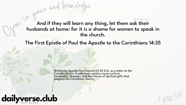 Bible Verse Wallpaper 14:35 from The First Epistle of Paul the Apostle to the Corinthians
