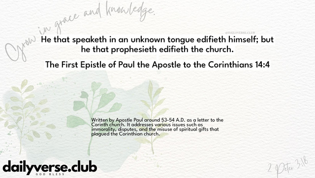 Bible Verse Wallpaper 14:4 from The First Epistle of Paul the Apostle to the Corinthians