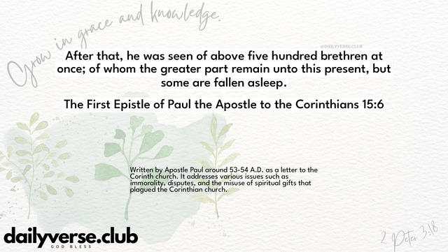 Bible Verse Wallpaper 15:6 from The First Epistle of Paul the Apostle to the Corinthians