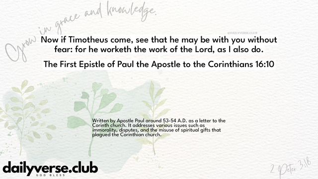 Bible Verse Wallpaper 16:10 from The First Epistle of Paul the Apostle to the Corinthians