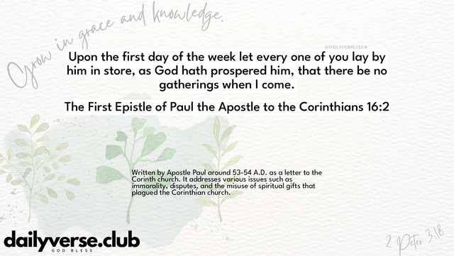 Bible Verse Wallpaper 16:2 from The First Epistle of Paul the Apostle to the Corinthians