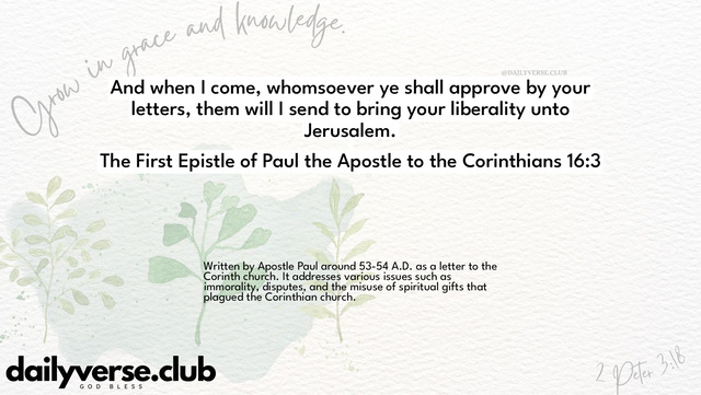 Bible Verse Wallpaper 16:3 from The First Epistle of Paul the Apostle to the Corinthians
