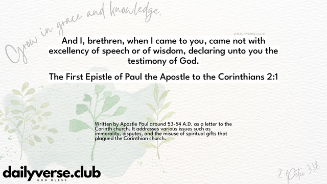 Bible Verse Wallpaper 2:1 from The First Epistle of Paul the Apostle to the Corinthians