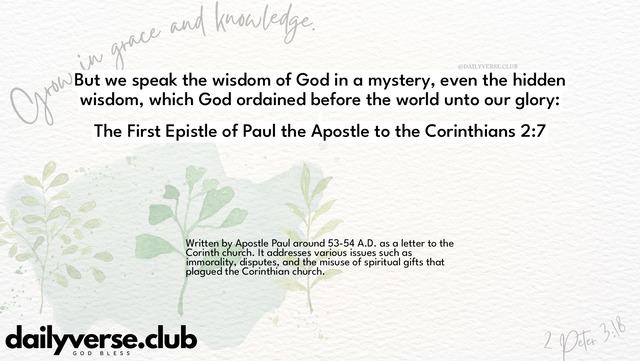 Bible Verse Wallpaper 2:7 from The First Epistle of Paul the Apostle to the Corinthians