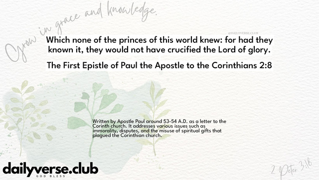 Bible Verse Wallpaper 2:8 from The First Epistle of Paul the Apostle to the Corinthians