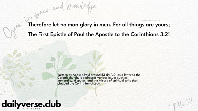 Bible Verse Wallpaper 3:21 from The First Epistle of Paul the Apostle to the Corinthians