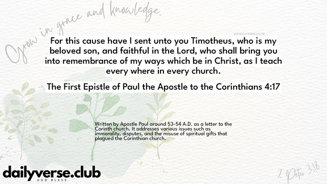 Bible Verse Wallpaper 4:17 from The First Epistle of Paul the Apostle to the Corinthians