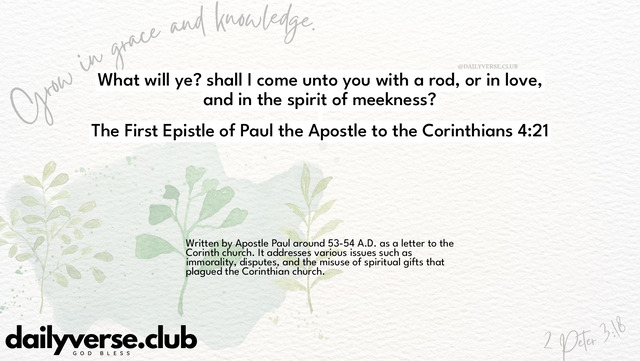 Bible Verse Wallpaper 4:21 from The First Epistle of Paul the Apostle to the Corinthians