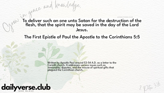 Bible Verse Wallpaper 5:5 from The First Epistle of Paul the Apostle to the Corinthians
