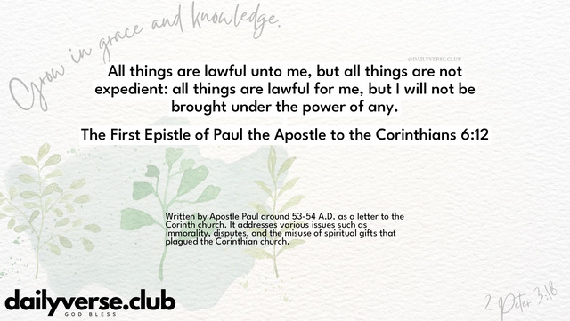 Bible Verse Wallpaper 6:12 from The First Epistle of Paul the Apostle to the Corinthians