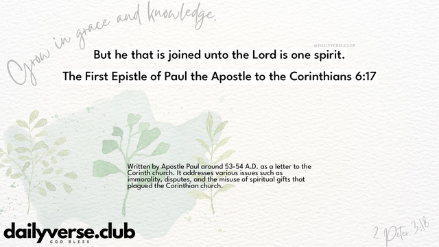 Bible Verse Wallpaper 6:17 from The First Epistle of Paul the Apostle to the Corinthians