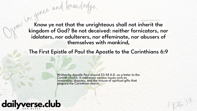 Bible Verse Wallpaper 6:9 from The First Epistle of Paul the Apostle to the Corinthians