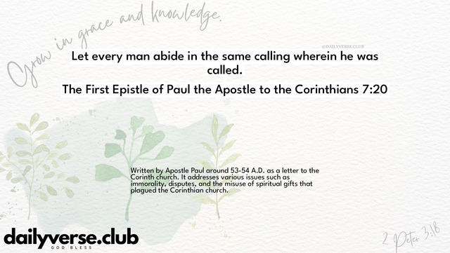 Bible Verse Wallpaper 7:20 from The First Epistle of Paul the Apostle to the Corinthians