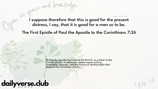 Bible Verse Wallpaper 7:26 from The First Epistle of Paul the Apostle to the Corinthians