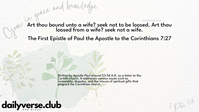 Bible Verse Wallpaper 7:27 from The First Epistle of Paul the Apostle to the Corinthians