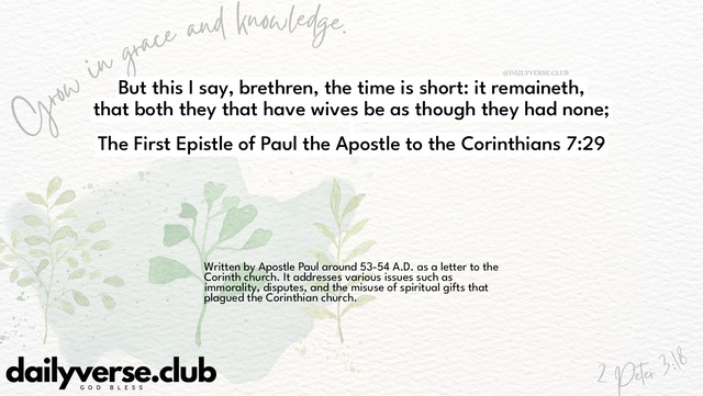 Bible Verse Wallpaper 7:29 from The First Epistle of Paul the Apostle to the Corinthians
